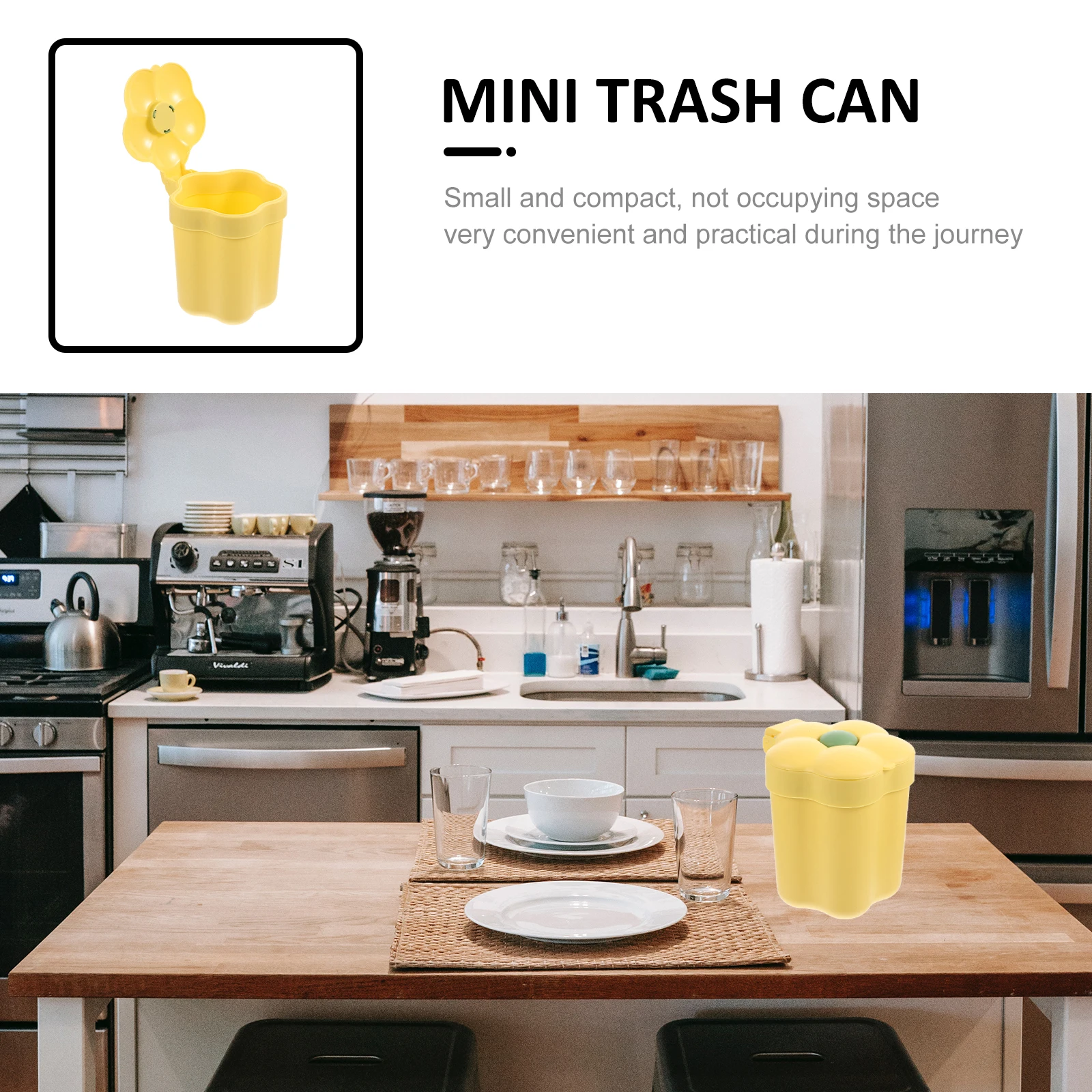 

Desk Trashcan Small Garbage Pail for Car Flower Bin Cute Plastic Bedroom Office
