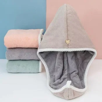 1 Uds. Toalla para el cabello para mujer, turbante para secar el cabello, gorro de toalla para el cabello de poliéster de secado rápido, gorro de baño, gorro de toalla sólido, súper absorción