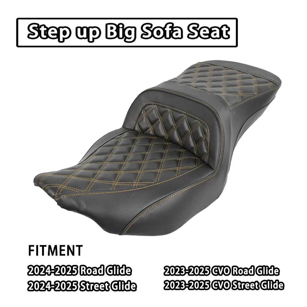 Motorcycle Parts Step up Big Sofa Seat Two-step Cushion for 2024-2025 Road Street Glide 2023-2025 CVO Road Glide Street Glide