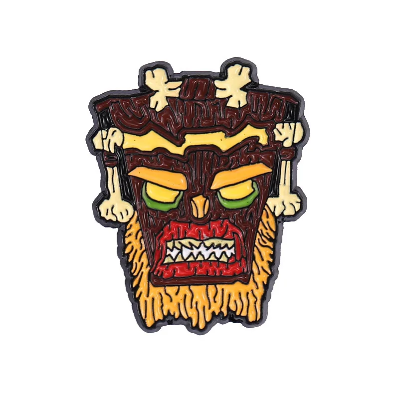 Game Crash Bandicoot Brooch Power Armor Figure Cosplay Enamel Pins Accessories Women Men Backpack Bag Button Friend Gift