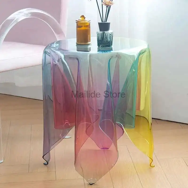 

Nordic Plastic Color Coffee Table for Living Room Furniture Sofa Side Table Small Apartment Household Balcony Small Round Tables