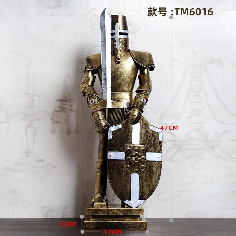 Vintage Armoured Warrior Iron Model Wine Cabinet TV Cabinet Bar European Knight Armour Craft Decorative Ornaments TM6016