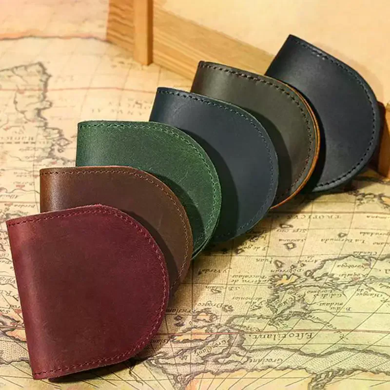Women's Small Genuine Leather Coin Wallet Children Mini Purses Hasp Money Clip Clutch Hobo Bags Men Gift Pouch New Manual Craft