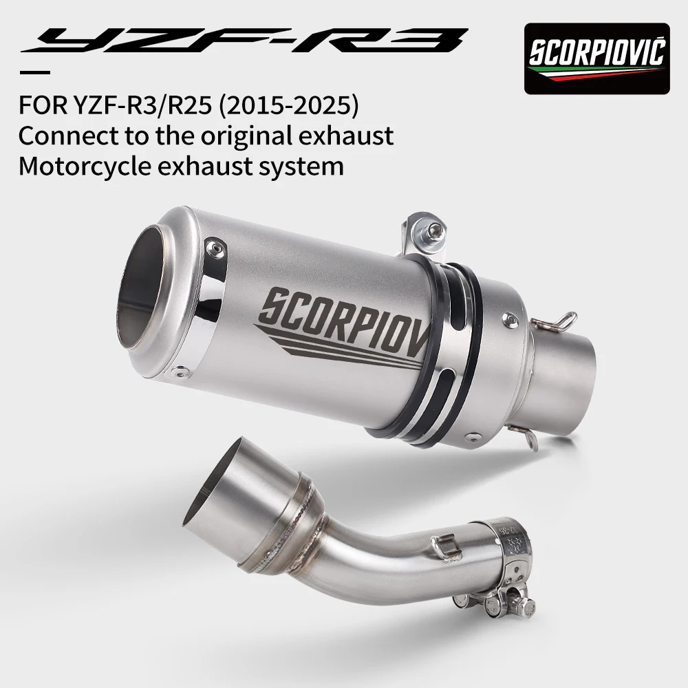 For  YZF R3 R25 MT03 MT25 YZFR3 Motorcycle Exhuast Middle Link Pipe Connect 51mm Motorcycle Escape Exhaust Muffler Pipe