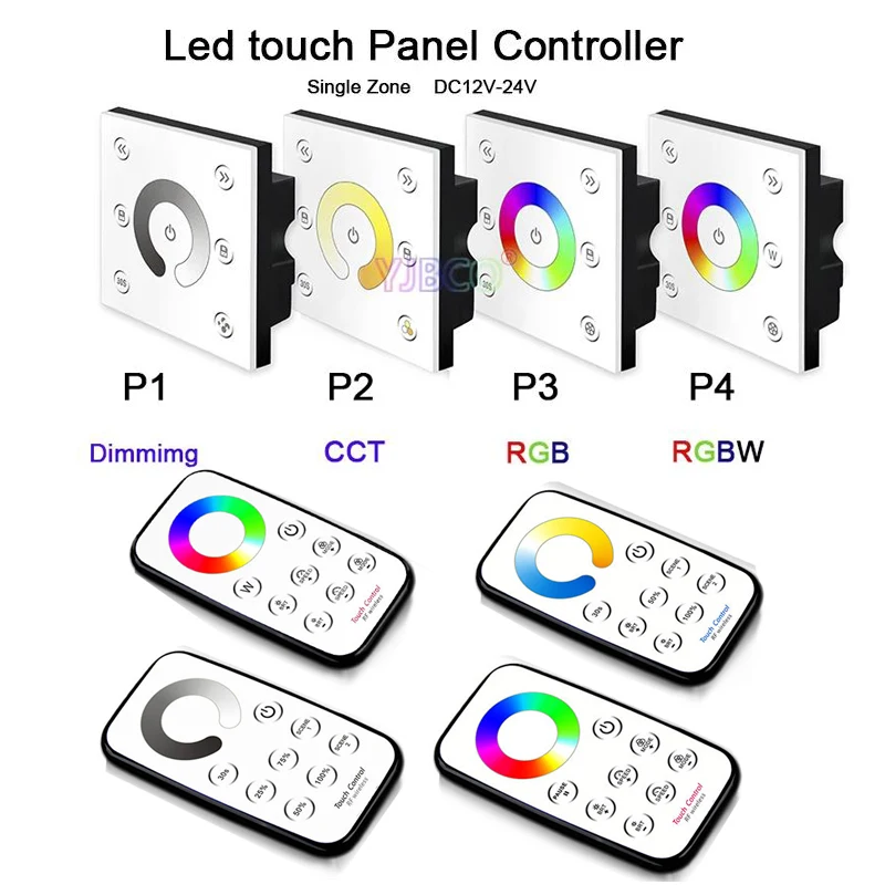 

86 Touch panel Single-Zone dimming/CCT/RGB/RGBW LED Strip Light Controller wireless remote DC12V 24V Lamp Tape Switch