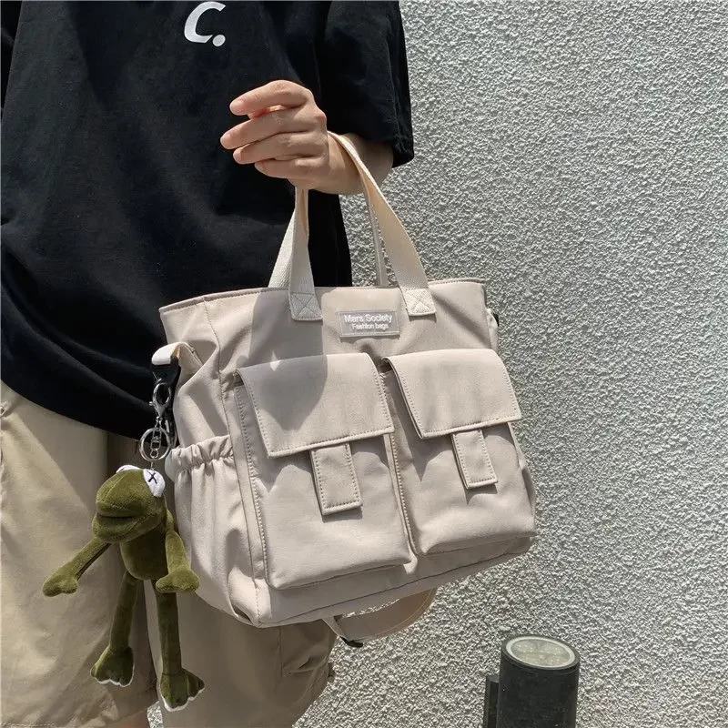 Waterproof Shoulder Bag Women's Multi Pocket Nylon Messenger Bag Preppy Canvas Handbag Women image 2