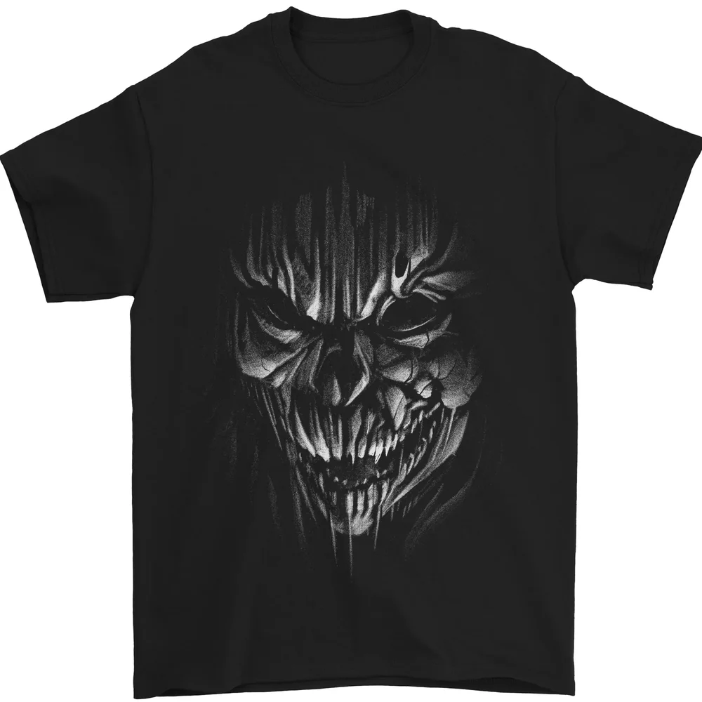 Demon Skull Devil ซาตาน Grim Reaper Gothic Mens เสื้อยืดผ้าฝ้าย 100%