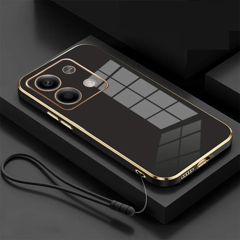 

For POCO X6 Case Xiaomi Redmi Note 13ProPlus 13C 12 12S 12C X6 X5 X3 Pro M6 M5S Luxury Square Plating Shockproof Back Cover