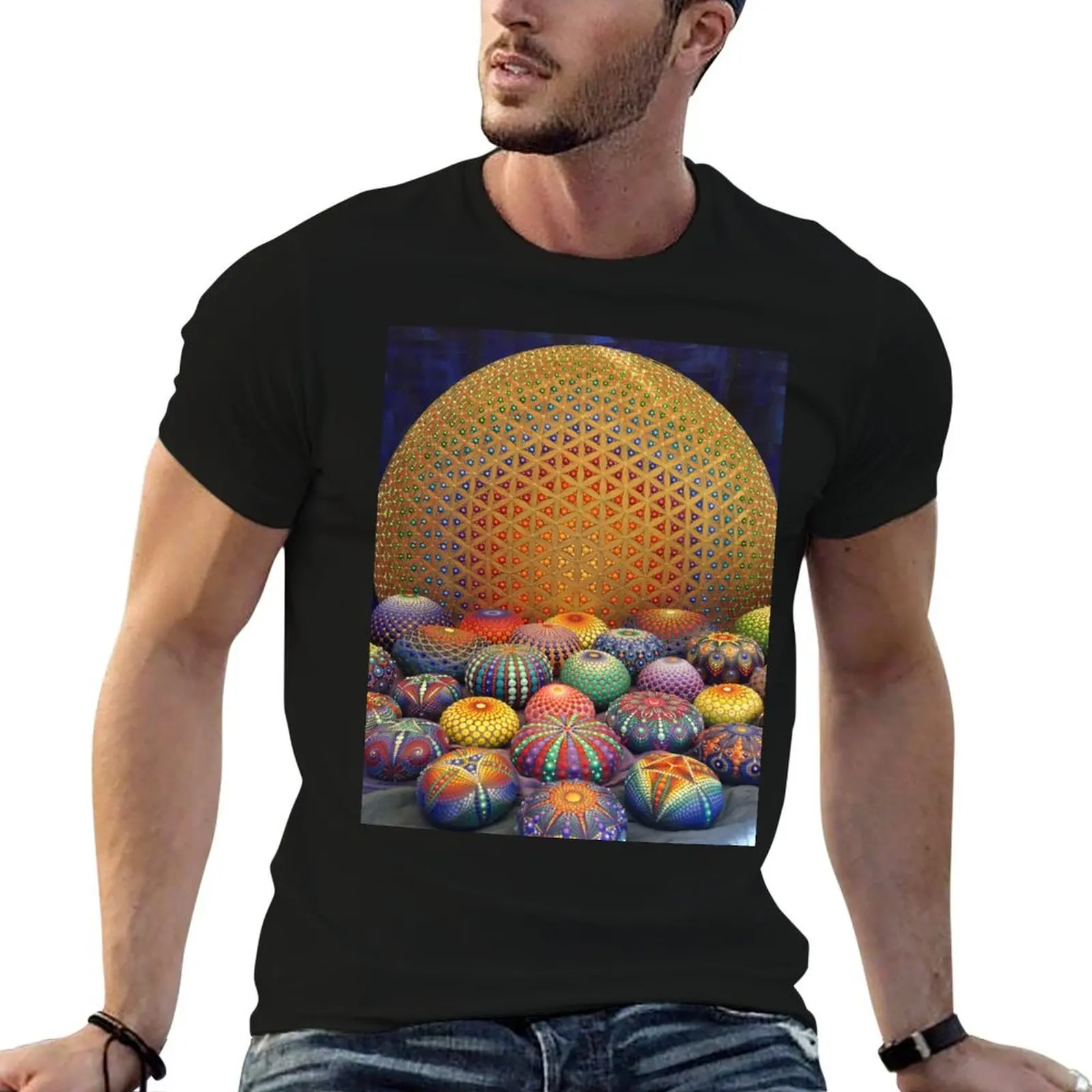 

Flower of life 3d, Mandala stones T-Shirt mens graphic t shirts man t shirts high quality luxury brand T-Shirt