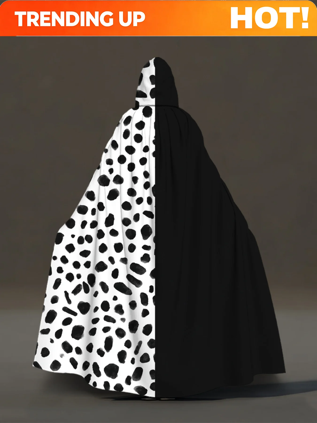 Customization 2D Flat Printing 1pc Robes | Black And White Dots Pattern Hooded Capes, Costume Cloak For Cosplay, All Occasions