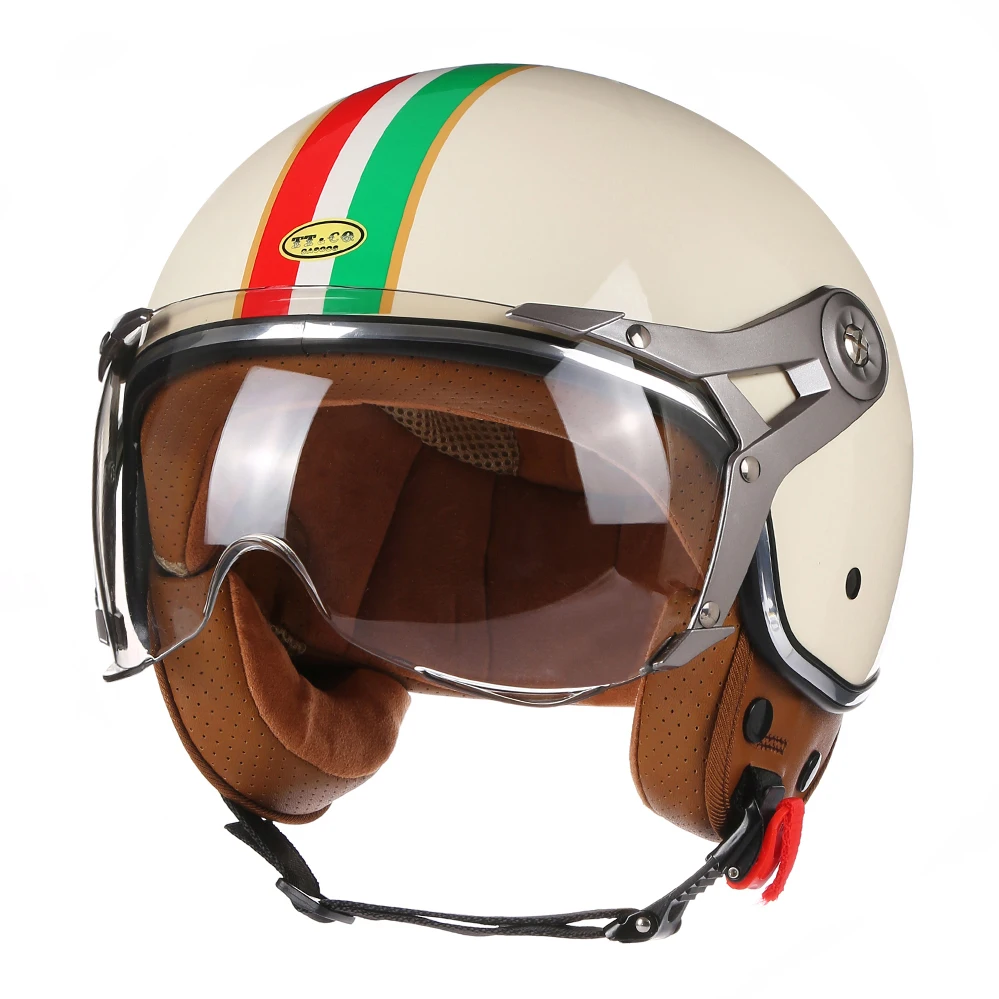 3/4 Open Face Motorcycle Retro Motorbike Helmets Vintage Chopper Capacete De Moto Bike Cascos Scooter With For Men Women DOT