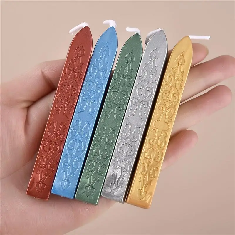 High-Grade 6-Piece Set Seal Stamp Wax Stick Seal Sticks Antique Sealing Wax Candle With Wick For Postage Letter Retro Vintage