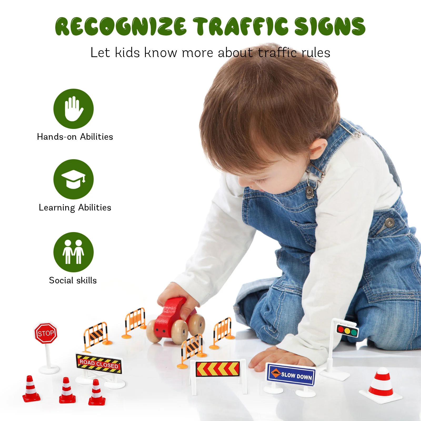 Barricade Sign Toys Road Signs Game for Boys Traffic Cone Prop Plastic Kids Models Child Street