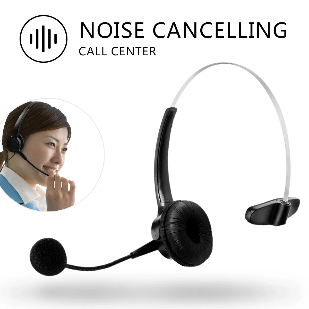 RJ11 Telephone Headset Earphone Headphone Noise Cancelling Microphone Mic Noise Cancelling For Desk Phones