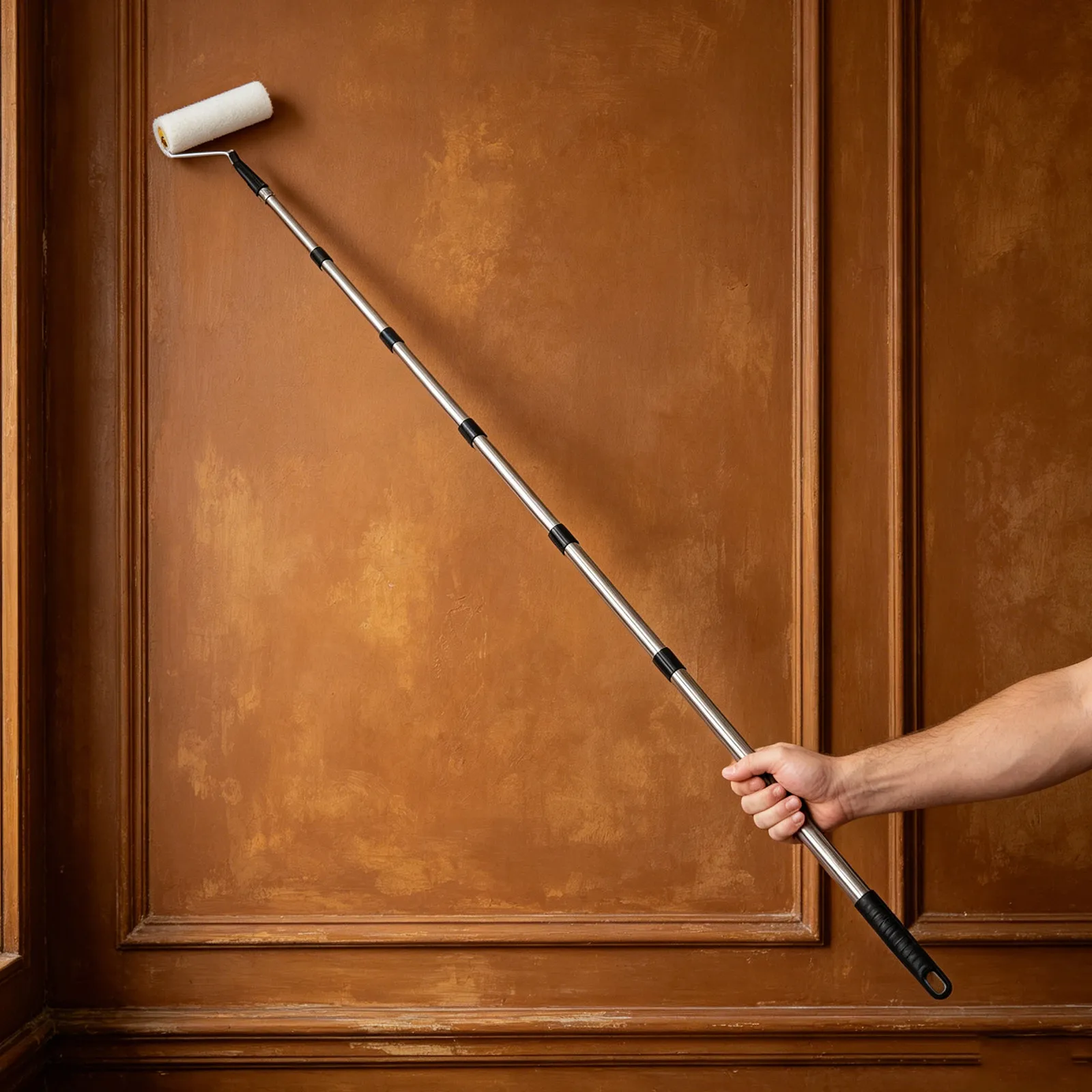1Set Paint Roller Kit Extension Pole Adjustable 7Ft Detachable Handle 12 Inch Roller Professional Wall Ceiling Painting Tool