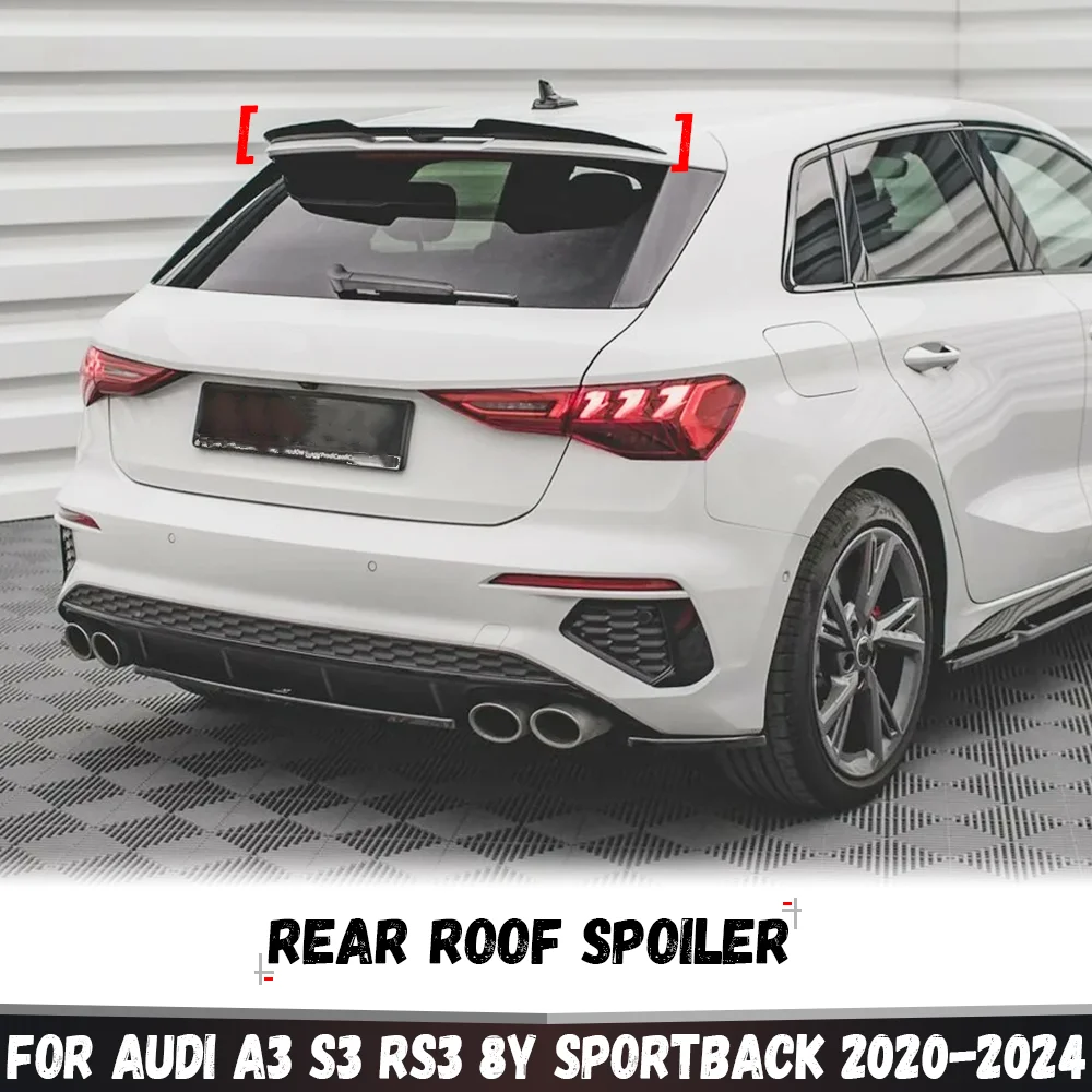 For Audi A3 S-Line S3 RS3 8Y 5Door Sportback 2020 2021 2022 2023 2024 Rear Spoiler Cap Rear Trunk Boot Roof Lip