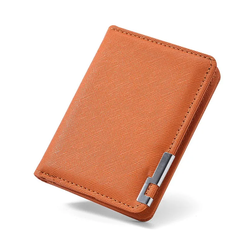 

New PU Leather Retro Men's Wallet Two-Fold Orange Black Grey White Multiple Pockets Ultra Thin Slim Wallet Money Clip Men Women