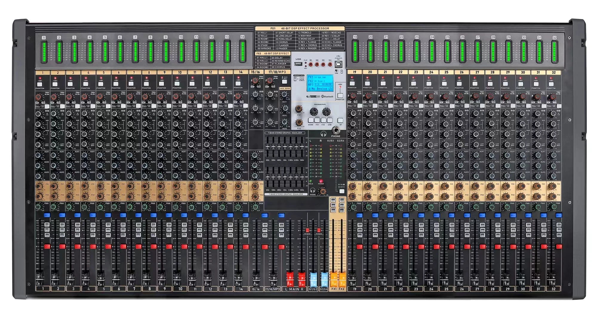 32ChannelSs TFB Series Professional Audio Dual DSP Effector Bluetooth Analog Live Mixer Console Mp3 Recording