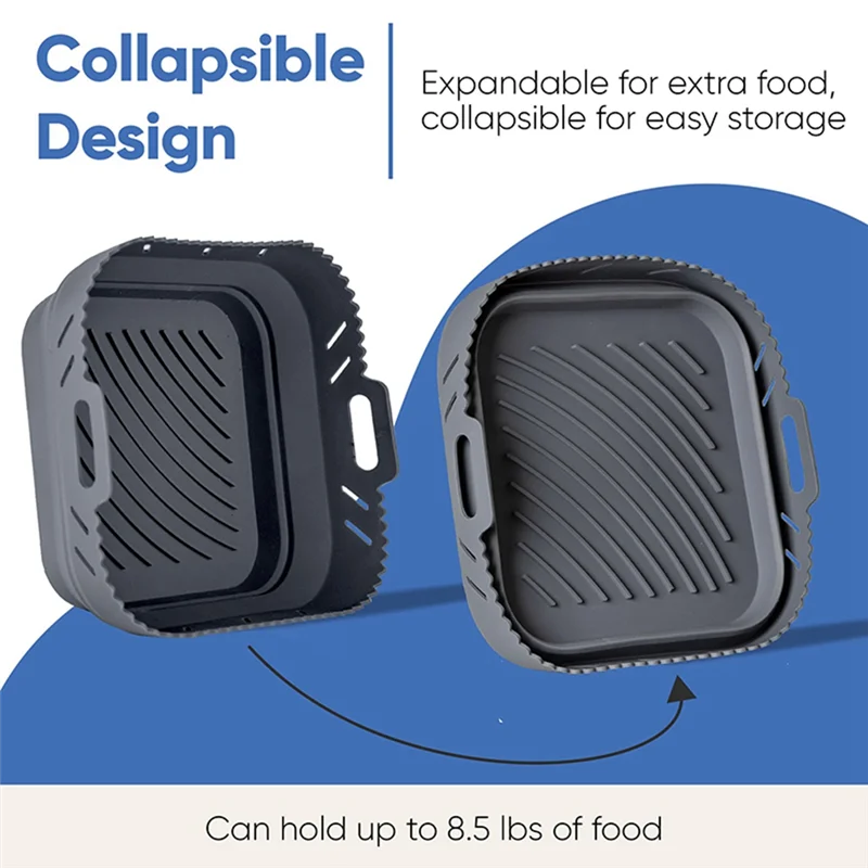 

FSLH Air Fryer Silicone Shape Basket Tray Set Square Air Fryer Grill Accessories Reusable Air Fryer Mold