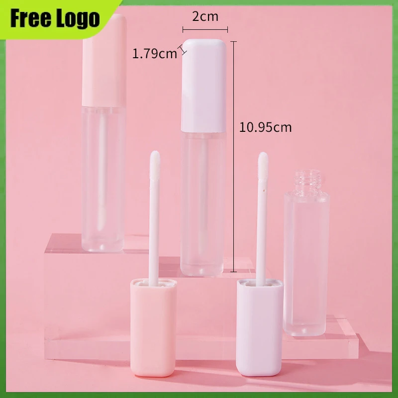 

Frosted Square Empty Lipgloss Containers Wholesale Plastic Lip Gloss Tube Cosmetic Refillable Travel Bottles Custom Logo 7ML