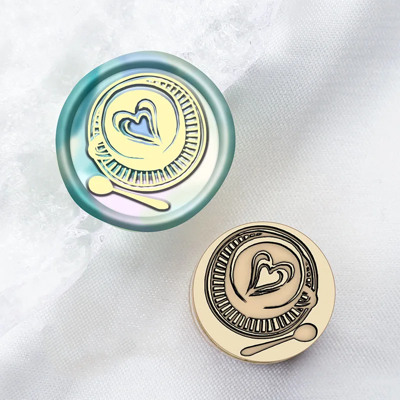 1pc Bow and Coffee Wax Seal Stamp 1.5cm Mini Laser Engraving Brass Head Beautifully Crafted Wax Stamp Suitable For Envelope Post