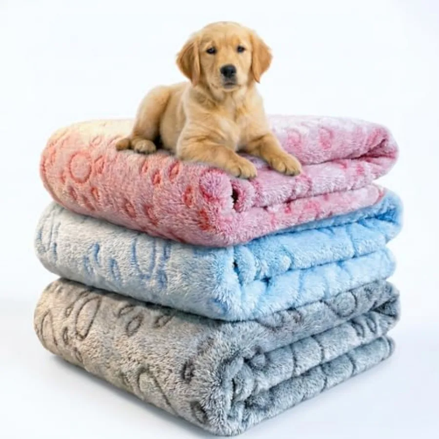 

Dog Blankets for Dogs, 3 Pack Dog Blanket Washable 23" x 16", Fuzzy Soft Pet Mat Throw Cover for Kennel Crate Bed, Cute Paw Pat
