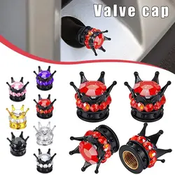 4pcs Crown With Diamond Car Tire Tyre Valve Caps Covers Car Motorcycle Bicycle Air Cover Auto Airtight Stems