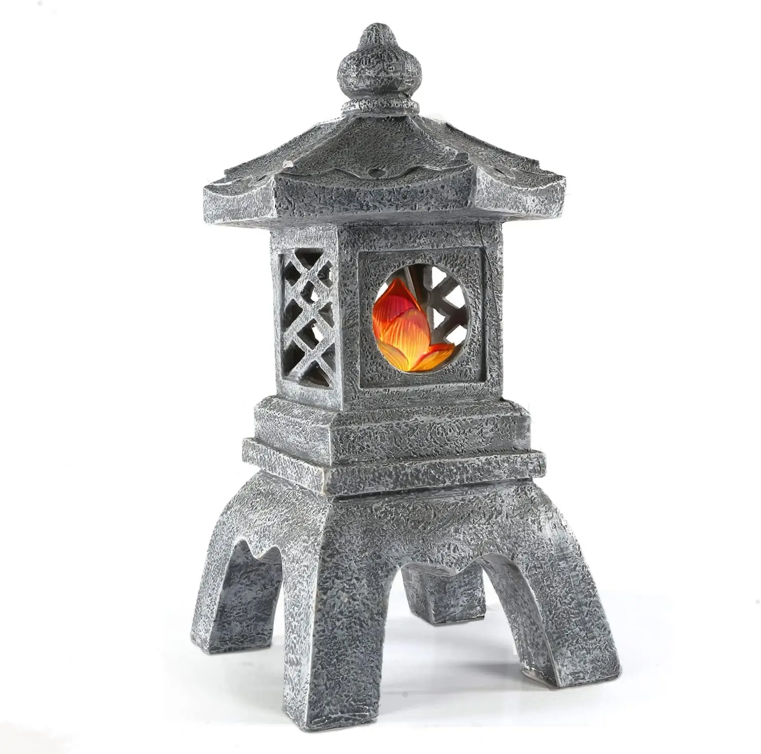 13 Inch Solar Pagoda Lantern, Solar Lotus Light Asian Zen Garden Statue for Patio Yard Home Decor