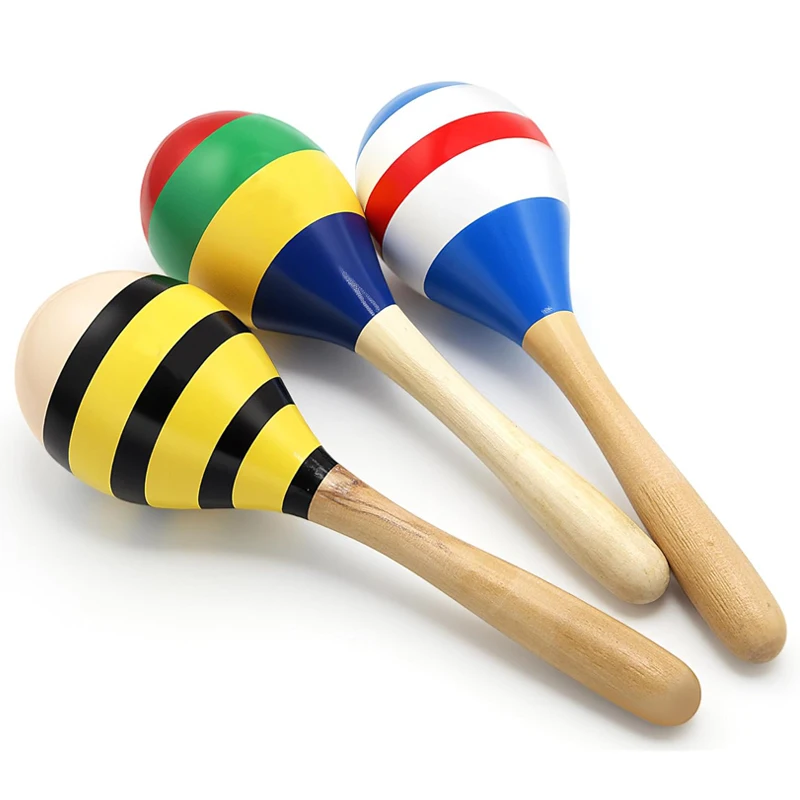 Maracas de Madera Coloridas de 20 cm, Instrumento Musical, Recuerdos para Fiestas, Carnavales, Festivales, Regalos de Cumpleaños