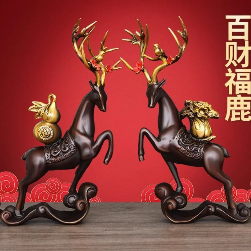 Brass Plum Blossom Fortune Ornament Lying Treasure Deer Living Room Wine Cabinet Decoration Simple Creative Home