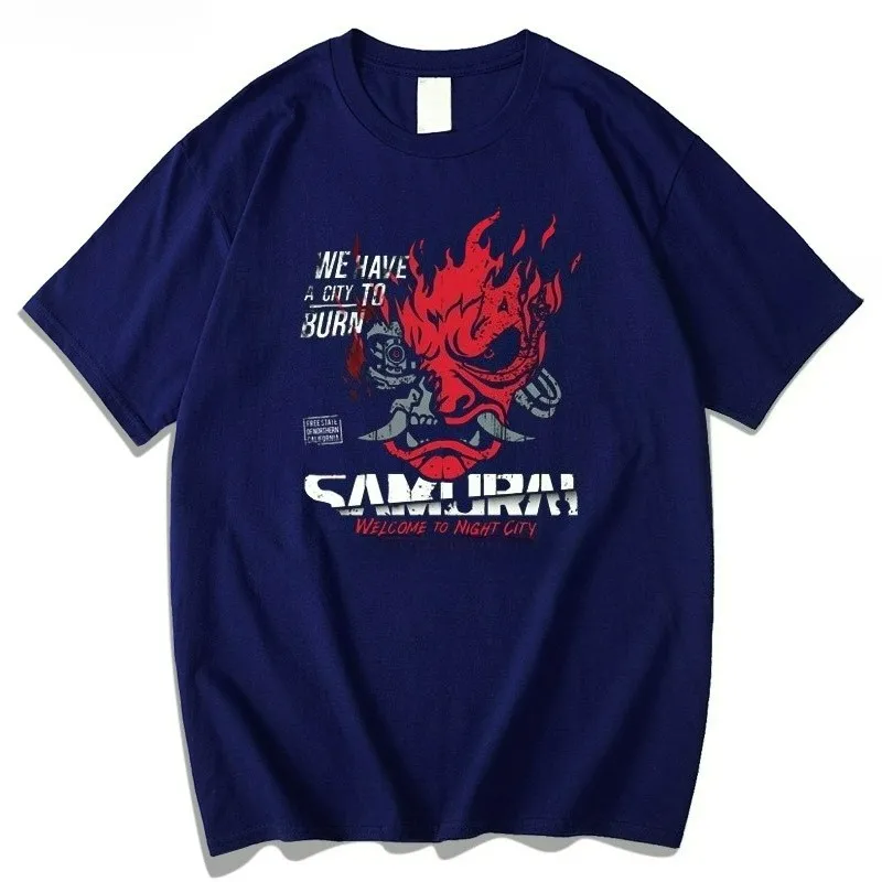 تي شيرت رجالي صيفي أنيق مطبوع عليه Ghost Warrior ناعم ومريح برقبة دائرية يسمح بمرور الهواء في الهواء الطلق في المدينة High Street Top #2