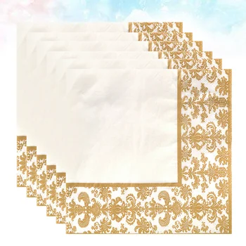 使い捨てナプキンティッシュペーパー,ゴールドとホワイト,レストランとホテル用,100個