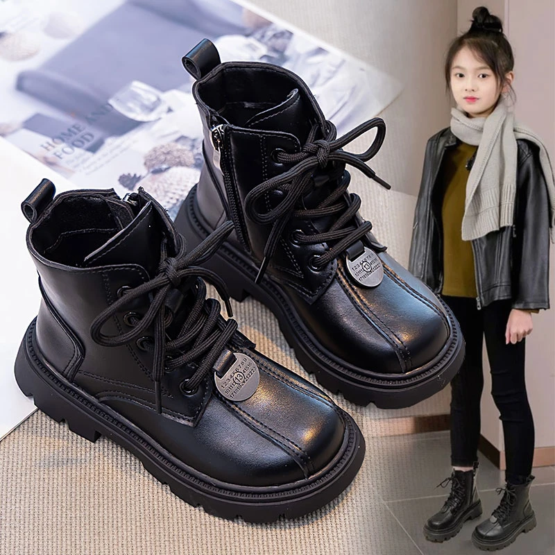 

Kids Ankle Boots for Girls 2025 New Autumn Kids Breathable Lining Riding Boots Non-slip Simple Kid School Outdoor Hiking Boots