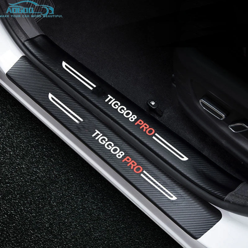 For Chery Tiggo 8 Pro Max 2024 2023 Carbon Fiber Door Sill Pedal Board Cover Trim Rear Bumper Trunk Sticker Auto Accessories