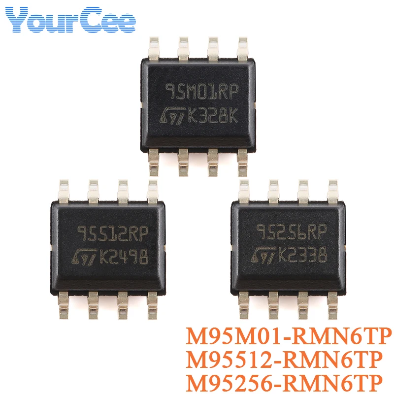 5pcs M95M01-RMN6TP M95512-RMN6TP M95256-RMN6TP SOP-8 1Mbit 512Kbit 256Kbit SPI Bus EEPROM Chip with High-speed Clock