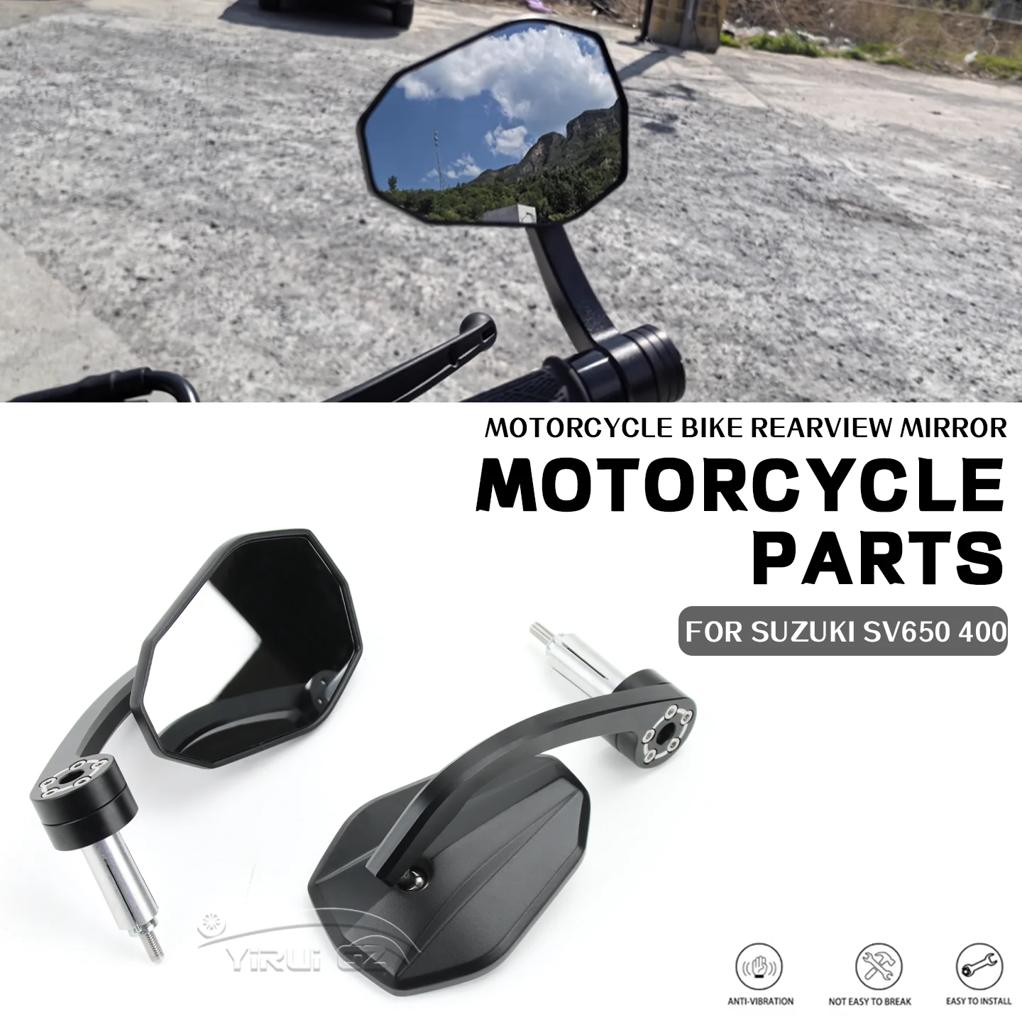 Motorcycle Mirror Handlebar Mirror Universal Motorcycle Mirror Wide Vision For Suzuki SV650 SV400 SV650 SV400 650 SV 650 SV 400