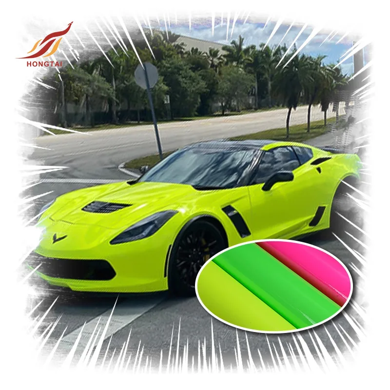 1.52*18m Colore fluorescente che si illumina al buio Pellicole per auto colorate per illuminazione Vinile per auto fluorescente