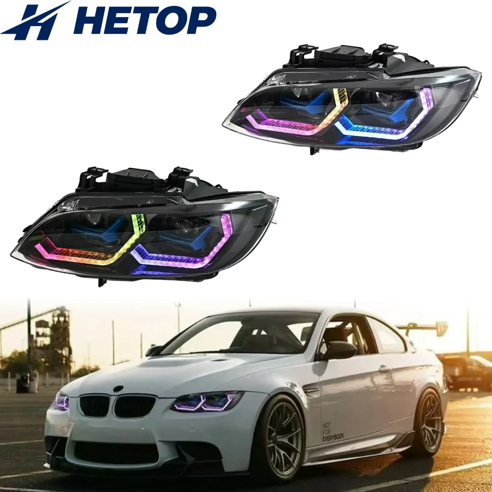 

HETOP E92 Headlights 2006-2013 RGB Style LED DRL LED Ikon Style Upgrade 3 Series Lamp Front Lamp Modified Head Lamp for BMW