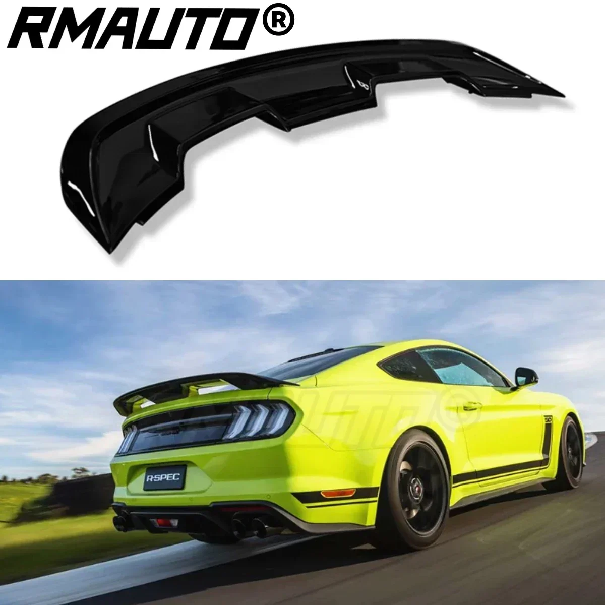 

RMAUTO GT500 стильный спойлер для заднего багажника автомобиля из настоящего углеродного волокна для Ford Mustang 2015-2021, задний спойлер, внешнее освещение