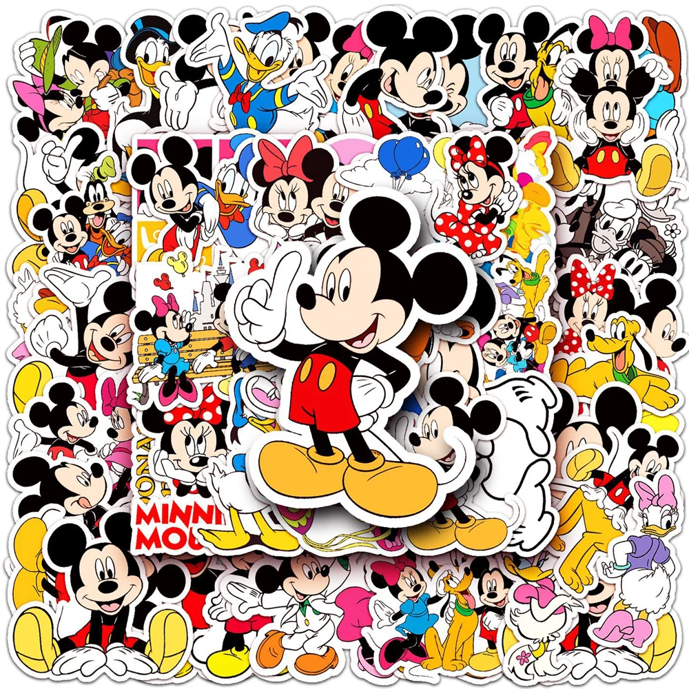 10/30/50pcs Cute Disney Mickey Mouse Cartoon Stickers Kawaii Graffiti Kids Sticker Toy DIY Laptop Skateboard Phone Funny Decals