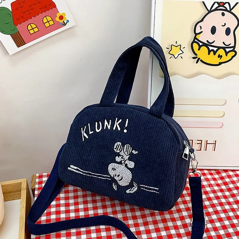 Disney Serie Snoopy Corduroy Cute Cartoon Shoulder Bag Embroidered Handbag Canvas Bag Women Fashion Casual Crossbody Bag New