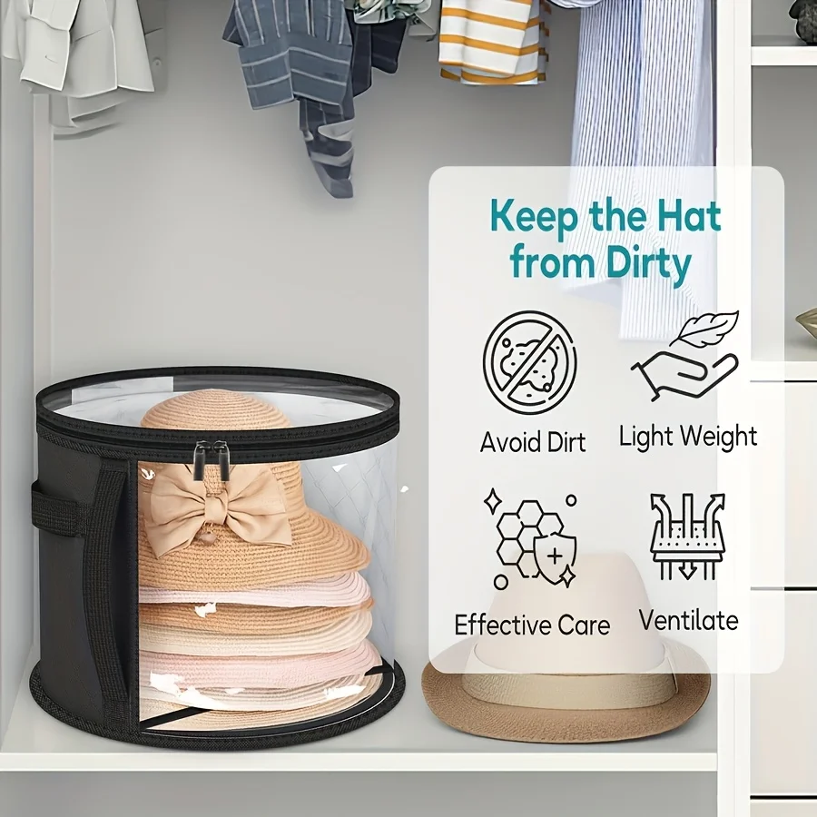 Extra große faltbare Hutaufbewahrungsbox – langlebiger Vliesstoff, schmutzabweisend, mit klarem Sichtfenster, perfekt für Cowboy – Detail 3