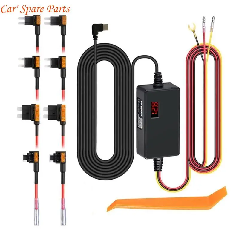 Y4UA Dashboard Cams Hardwire set Car Chargers Cable 12V 24V to 5V Voltages Converter for Continuous Power & Low Voltages