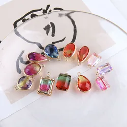 4pcs Diy 쥬얼리 액세서리 구리 도금 골드 컬러 지르콘 직사각형 워터 드롭 러브 펜던트 소재 수제 참
