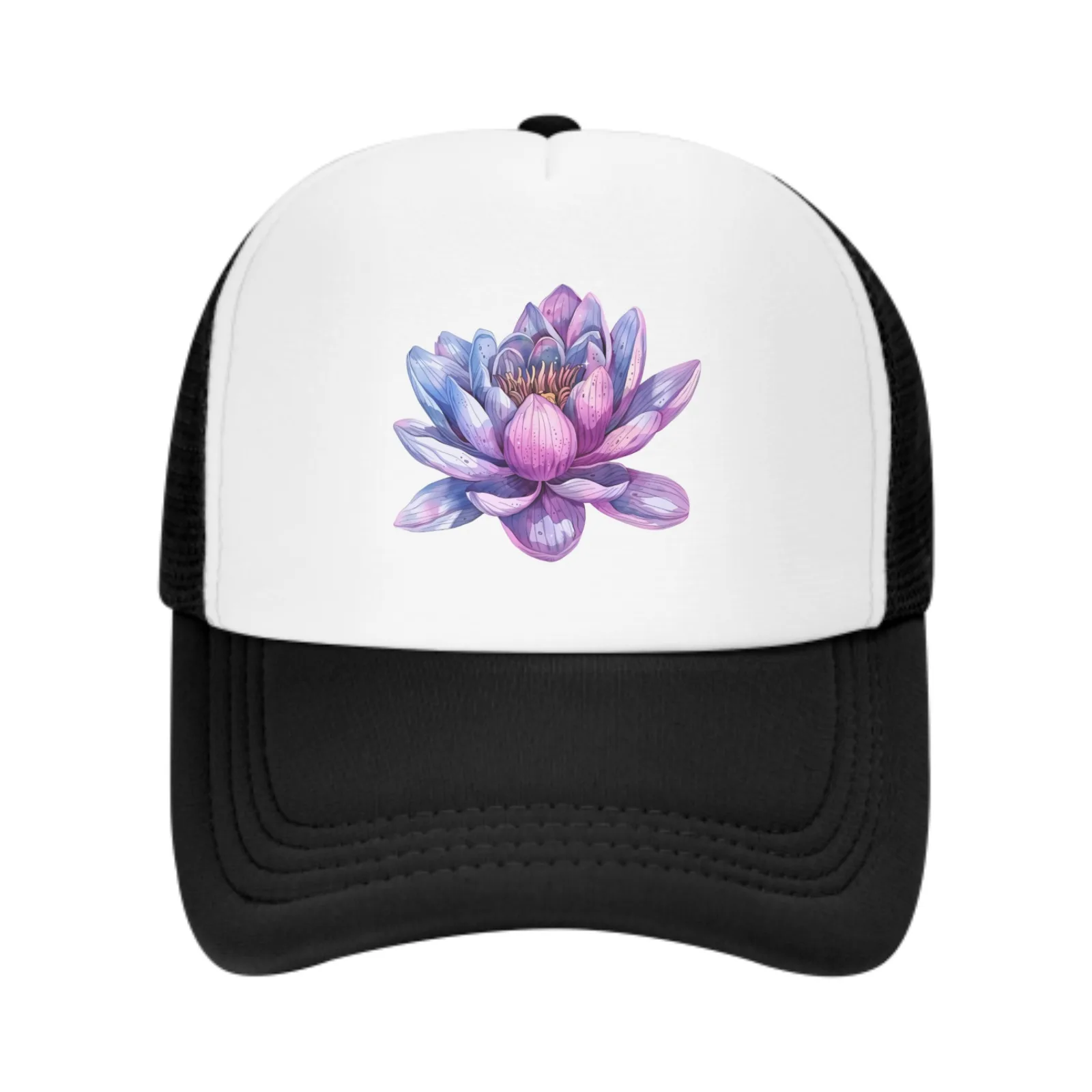 Lotus Flower Summer Couple Baseball Cap Outdoor Trucker Cap Breathable Sunhat Adjustable Adult Mesh Hat For Fishing Travelling