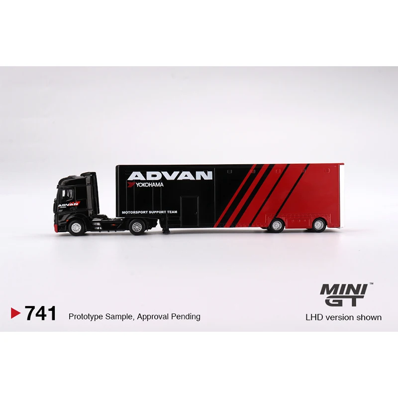 미니 자동차 모델 GT 1:64 #741 ADVAN 트랜스포터 컨테이너 트럭, 열 수 있는 합금 장난감, 자동차 컬렉션 축제 선물 장식