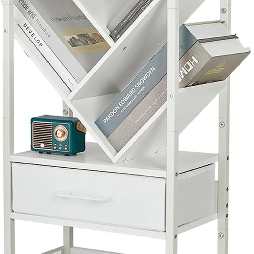 

Книжная полка с ящиком, 8-уровневый книжный шкаф в виде дерева, напольные книжные полки в стиле ретро, высокие деревянные книжные шкафы с органайзером для хранения в шкафу f