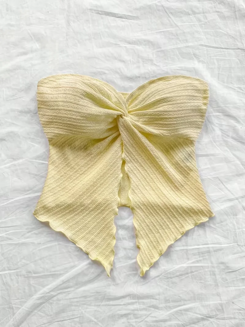 قميص علوي نسائي ذو نسيج ملتوي من الأمام على طراز العطلة #6