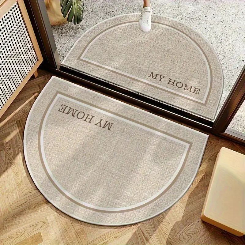 Semicircle Diatom Mud Bath Mat Quick Water Absorption Nonslip Backed Floor Rug Washable Doormat For Bathroom Entrance Home Decor