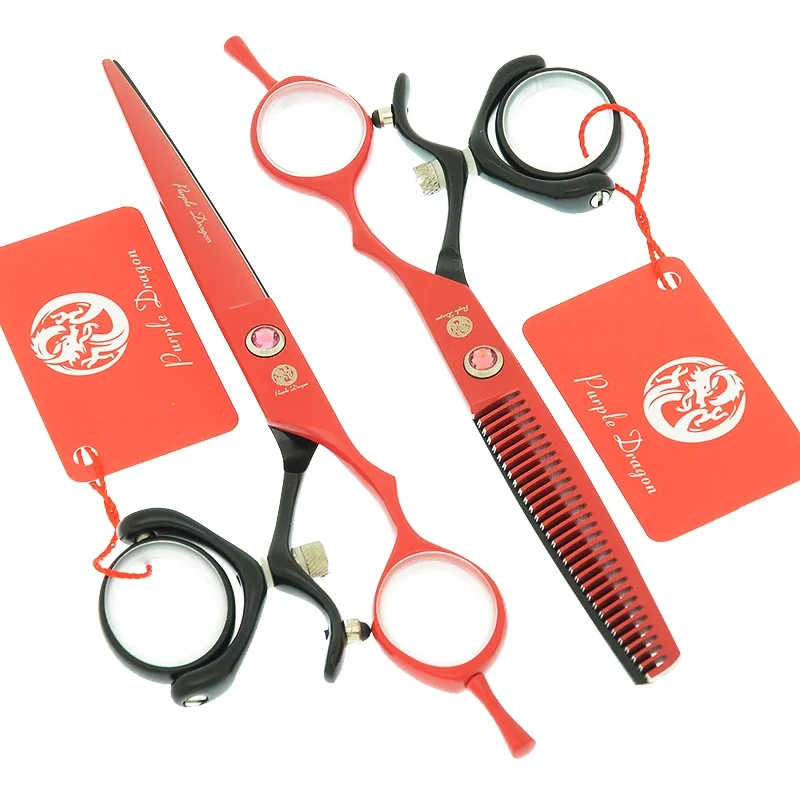 Purple Dragon 6 inch Swivel Thumb Hair Salon Scissors High Quality Hairdressing Styling Shears Barber Haircut Scissors A0119B